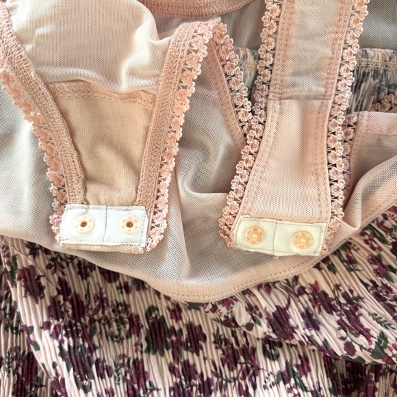 Free People Women Small Off The Shoulder Pink Floral Bodysuit Feminine Romantic - Picture 13 of 13